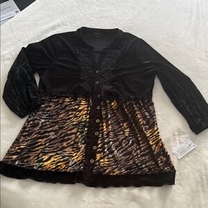 Elegant Black and Multicolor Women's Tunic Top